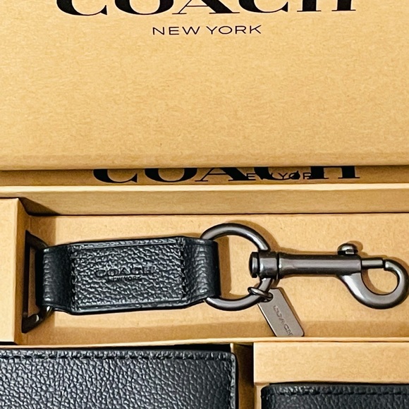 NWT Coach Boxed 3 in 1 leather Wallet Gift Set Black - Picture 2 of 6